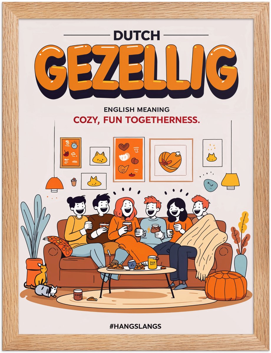 Funny Dutch Slang Poster “Gezellig” – Quirky Wall Art Print – Home & Living Room Décor – 30×40 cm / A3