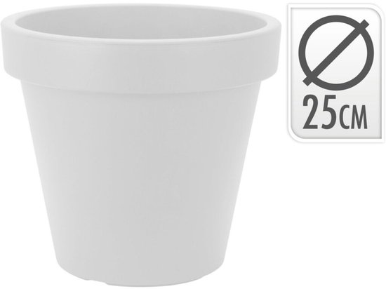 Pot de fleurs blanc avec un diamètre de 25cm.
