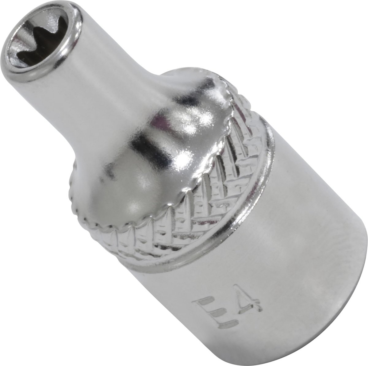 C70939 - Schroef 1/4" E4 x 25 mm - Sterrenprint E - Mechanische ratelsleutel - CR-V staal - Zilver