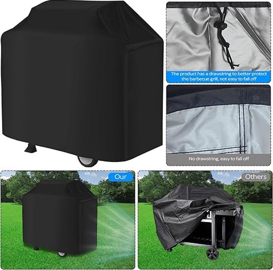 BBQ - hoes - BBQ - hoes - Gasgrill Beschermingskap - 210D Oxford Weerbestendig BBQ - doek - Dustbestendig - Verstelbaar touwwind en stofdroog rek (145 x 61 x 117 cm) van Dokon — afbeelding 5