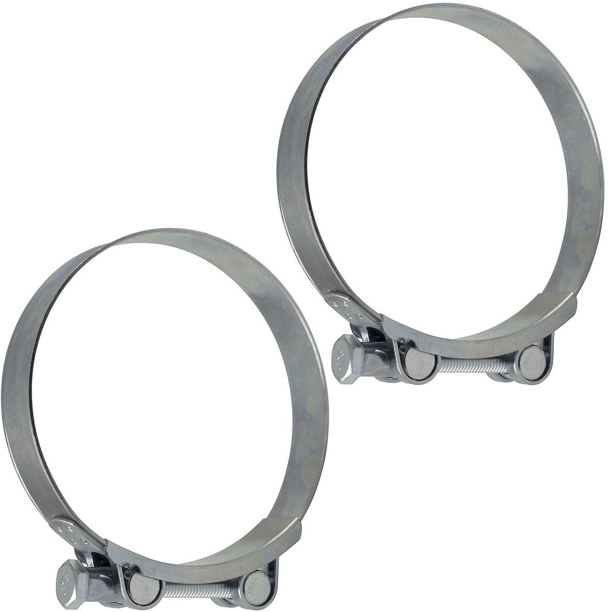 Set van 2 schroefklemmen van staal in zilver met een capaciteit van 104-112 mm en een bandbreedte van 24 mm voor stevige bevestiging