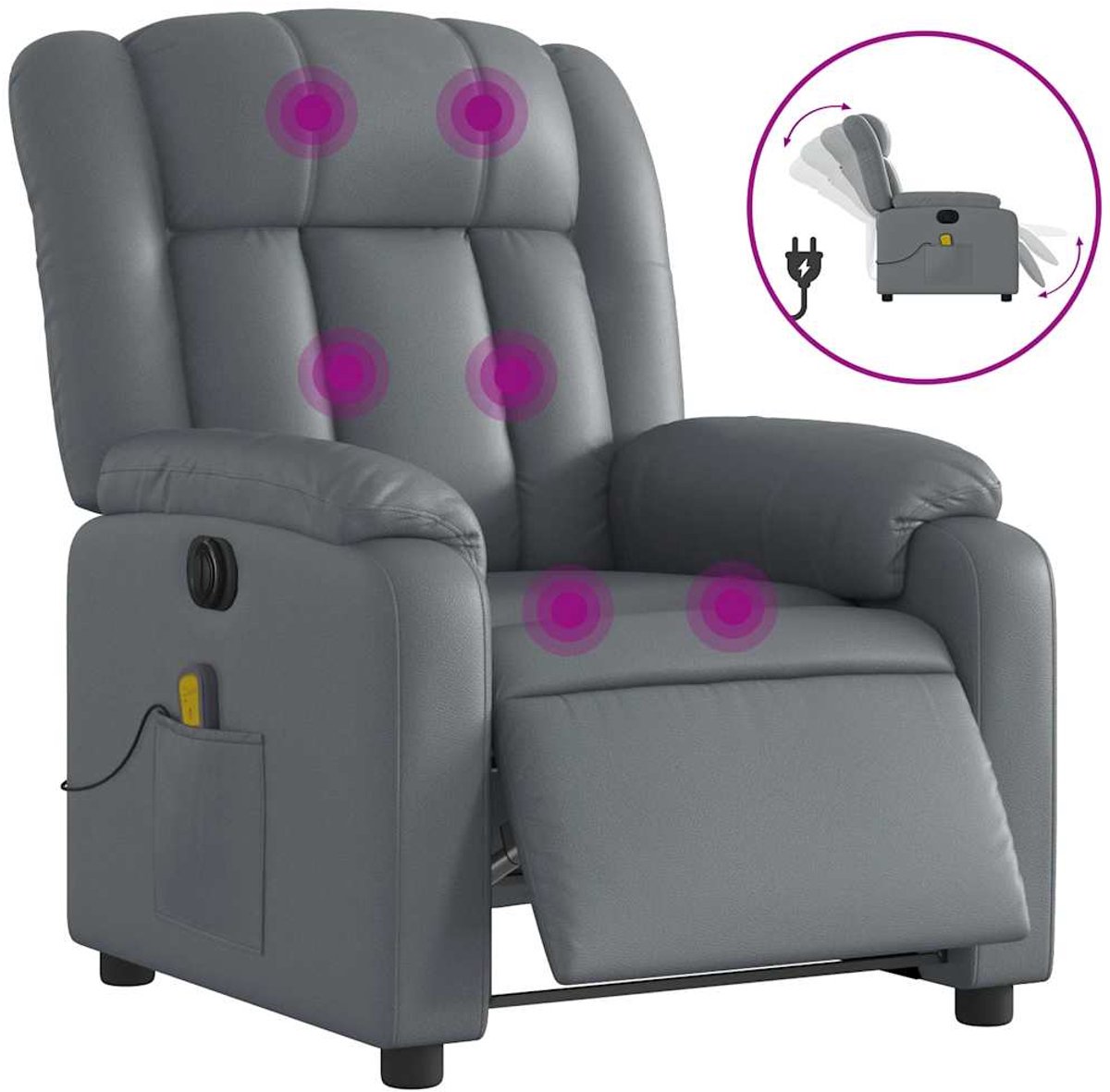 vidaXL Massagestoel - verstelbaar - elektrisch - kunstleer - grijs