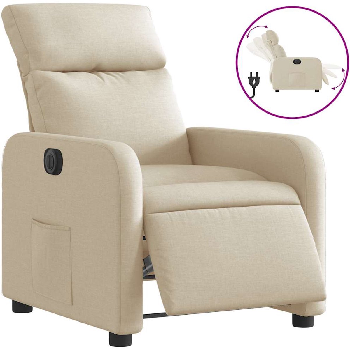 vidaXL Fauteuil - verstelbaar - elektrisch - stof - crèmekleurig