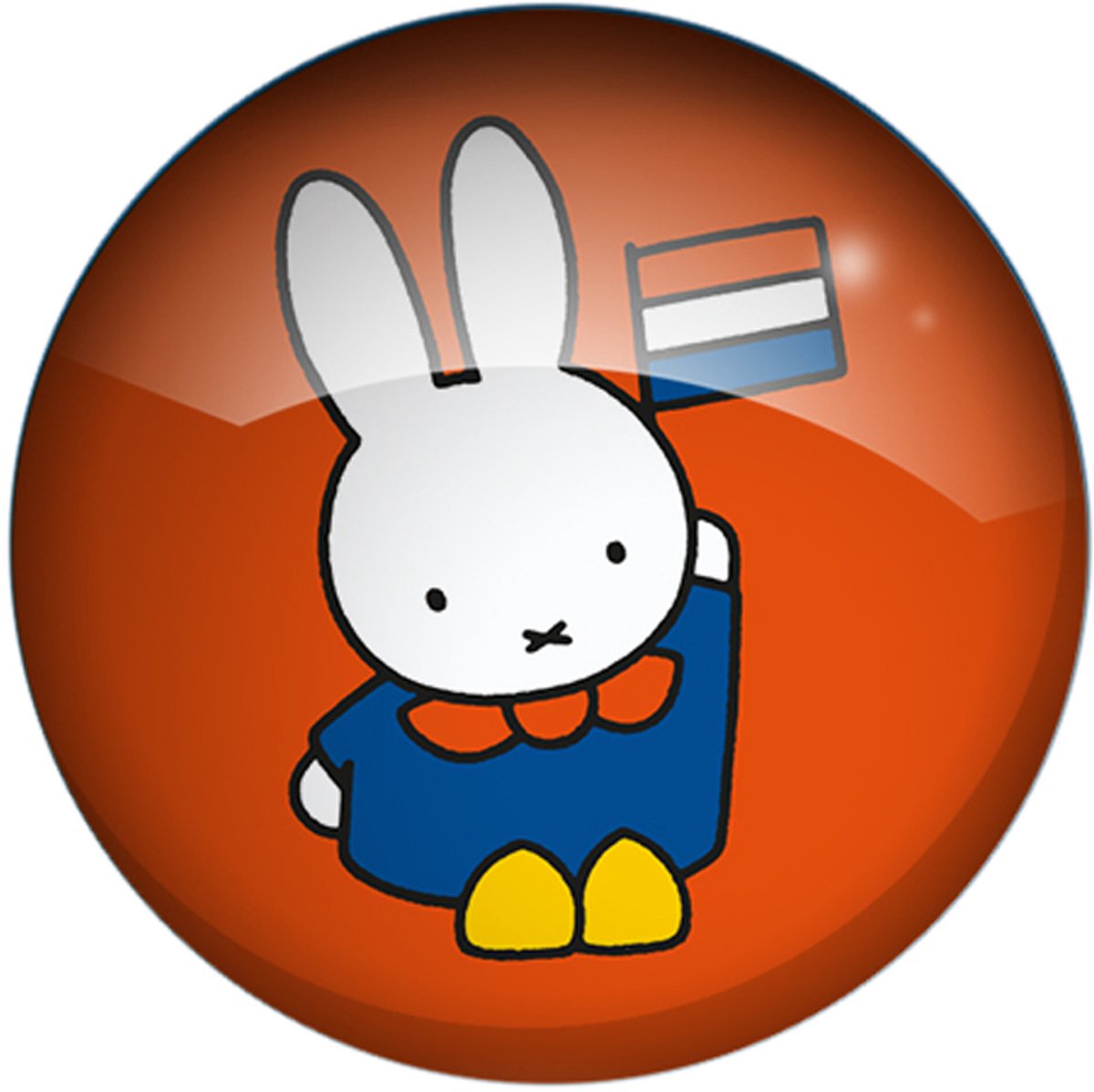 Koelkastmagneet - Glasmagneet Nijntje - Rond Oranje Nederlandse Vlag - 3cm