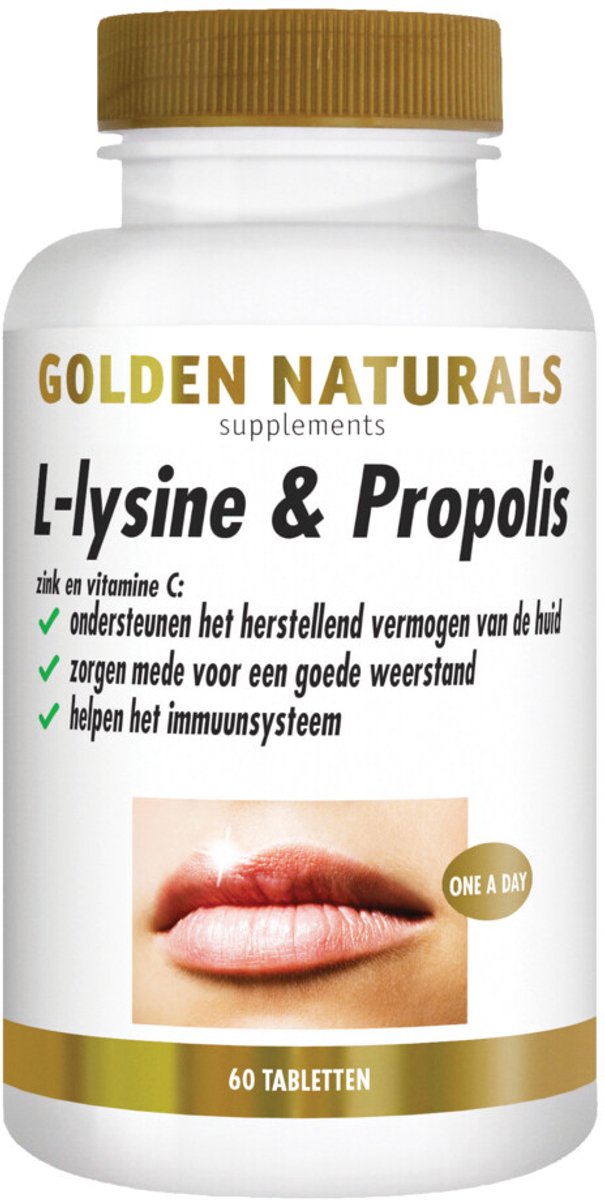 Golden Naturals - L-lysine & Propolis Vegan - 2 x 60 tabletten - Voordeelverpakking