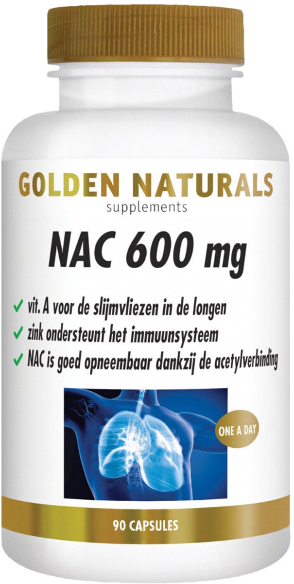 Golden Naturals - NAC 600mg - 2 x 90 vegacapsules - Voordeelverpakking