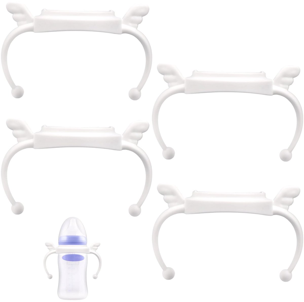 Image of 4 Stuks Babyfles Handgrepen - Ergonomische Houder voor Lansinoh 5oz en 8oz Flessen - BPA Vrij (Wit)
