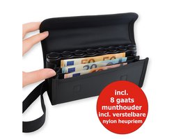 Horeca portemonnee - Kelnerbeurs - Horeca portefeuille - Horeca portemonnee met munthouder - Taxi portemonnee - Biljethouder - Koopmansbeurs - Horeca portemonnee - Sterk nylon materiaal - Inclusief munthouder - Zwart - Sale - Horeca - portemonnees