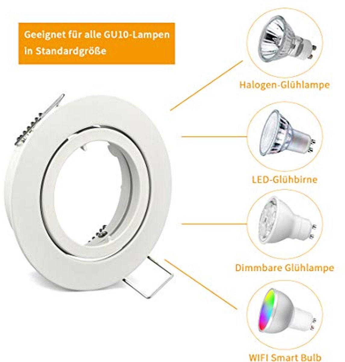 Inbouwframe GU10 Set van 6 Draaibare LED Spots
