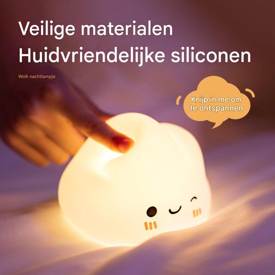 longziming -Wolken Nachtlampje - Dimbaar & 7 Kleuren - BPA-vrij Siliconen Nachtlampje met Timer voor Baby- en Kinderkamer van Merkloos — afbeelding 3