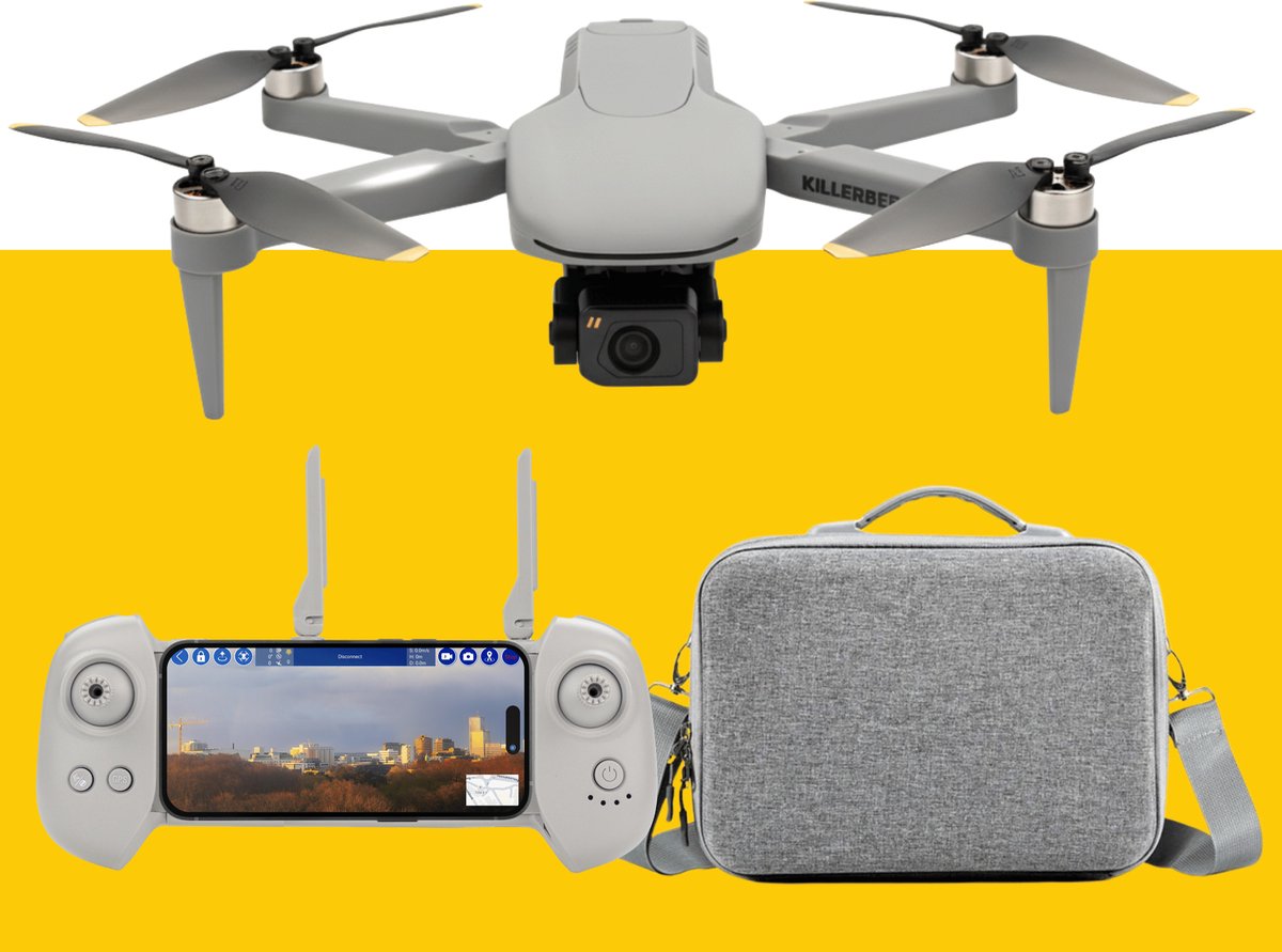 Killerbee NOVA – Drone met Camera 4K UHD met 3 assige gimball - 3Km Bereik - 2 Batterijen (totaal 50 Min Vliegtijd) - Incl 64GB Geheugenkaart