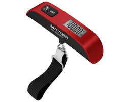 BOTC Digitale kofferweegschaal - Bagageweegschaal tot 50KG met Weeghaak - Rood