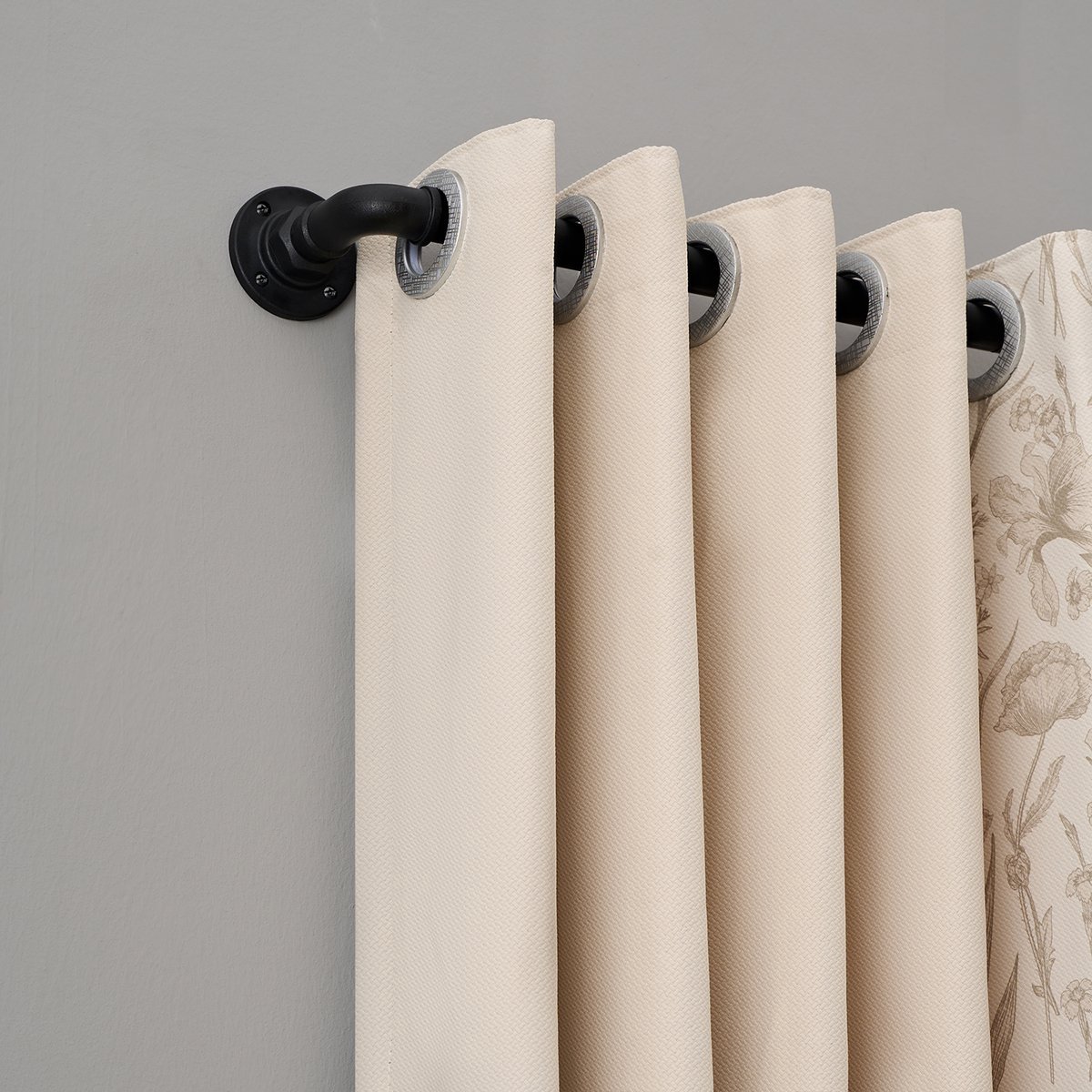 Gordijnroeden voor ramen 80-220 cm, 1,6 cm omwikkelbare zwarte gordijnroede, verstelbare gordijnstang voor binnen/buiten als ruimteverdeler, 80-220 cm