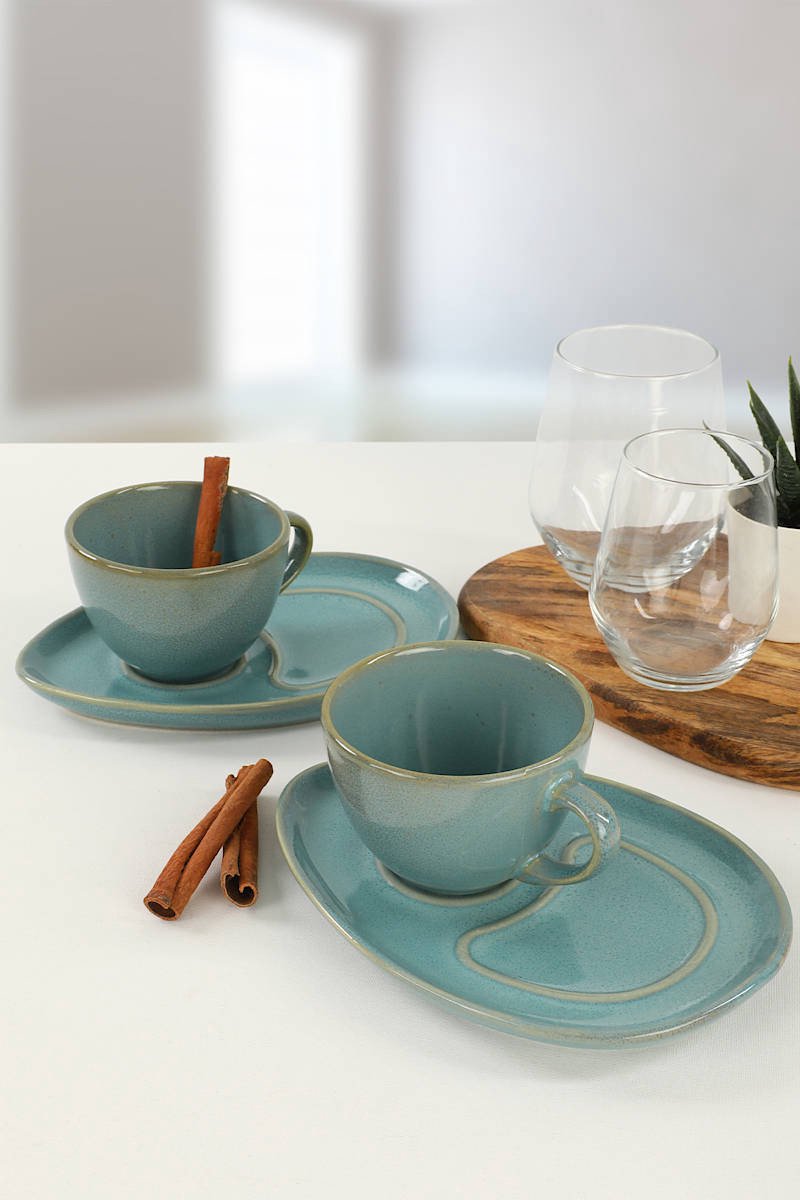 Asir - Koffiekopjesset - Turquoise - 9 x 9 x 9 cm