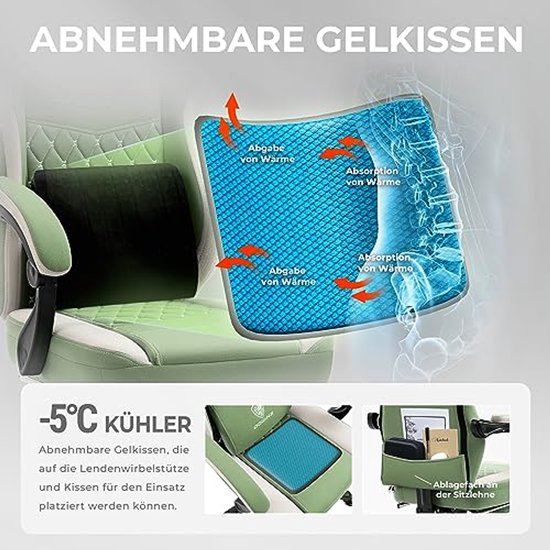 Ergonomische Gamingstoel met Massagesysteem en Voetensteun - Tot 150 kg Belastbaar van Merkloos — afbeelding 2