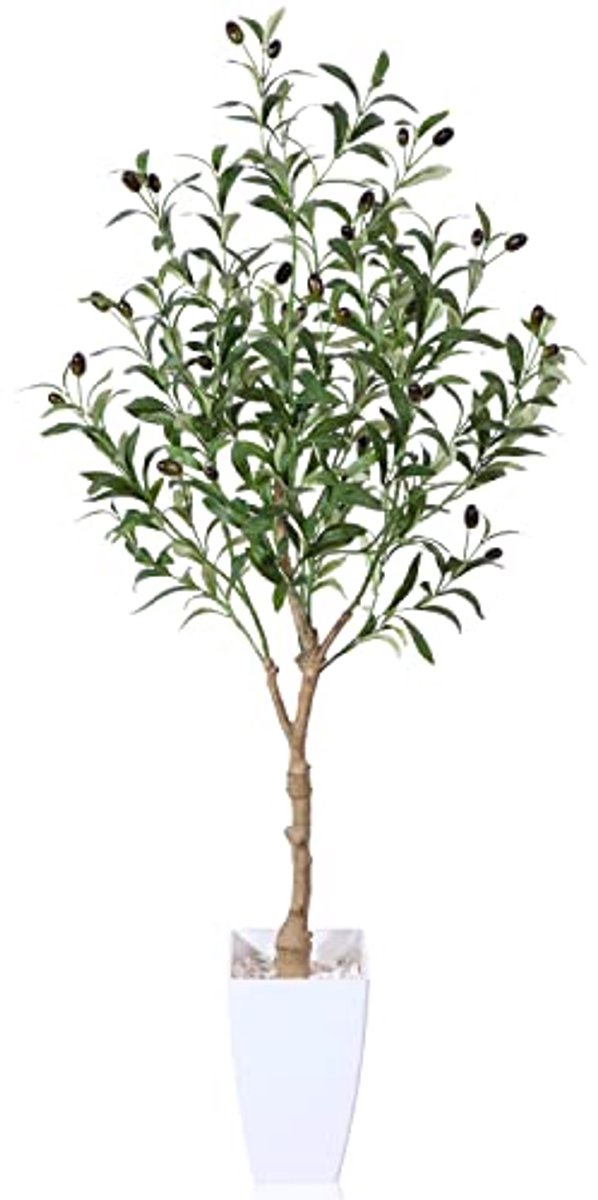 Kunstmatige Olijfboom 120 cm met Fruit in Witte Pot voor Woondecoratie