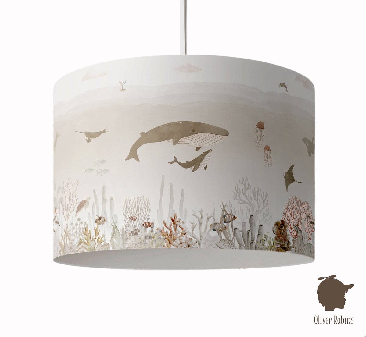 Hanglamp Sensational Sea brown Oliver Robins-lamp-onderwaterwereld-kinderkamer-incl pendel-snoer-E27
