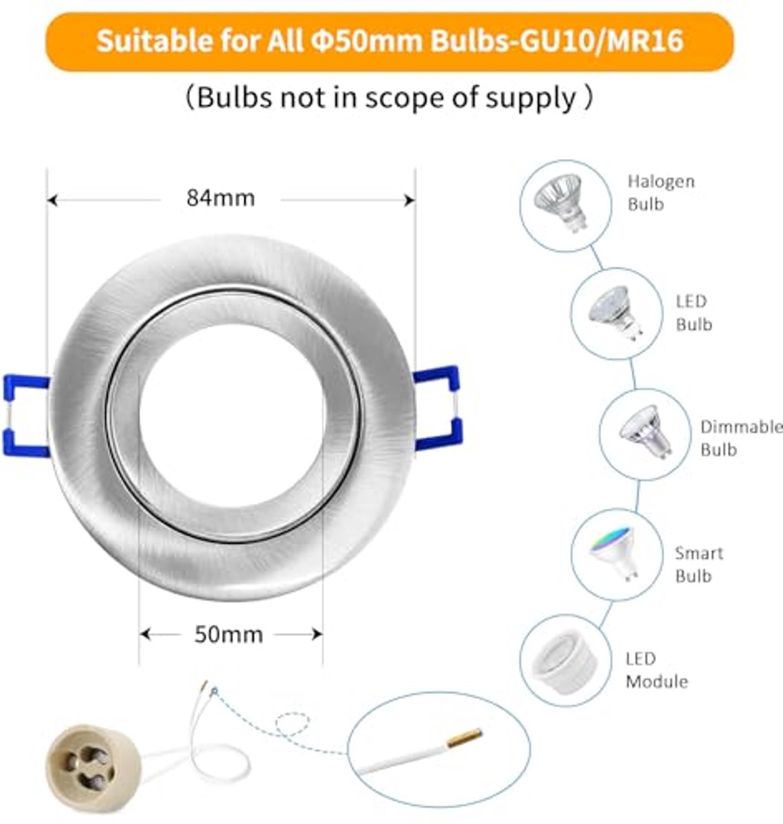 LED inbouwspots IP44 - 4 stuks ronde verlichtingsframes voor badkamer en buiten