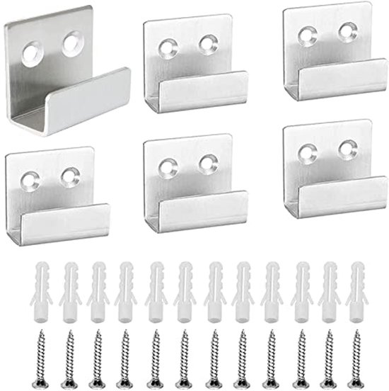 Heavy Duty Wall Flat Hooks Roestvrij Staal, Zwarte Keramische Tegel Display Beugel Muur Mount Haak Sterke Dragende 6 Stuks Zwart