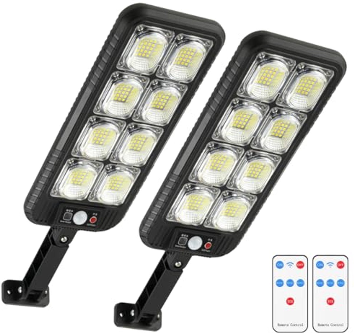 Zonnelampen voor Buiten met Bewegingsmelder – 2 Stuks, 200 LEDs, Waterdicht, 3 Modi en Automatische Oplaadfunctie