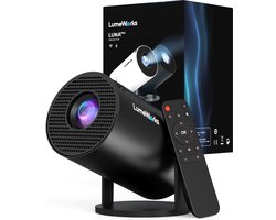 LumeWorks Luna Pro Mini Beamer Editie 2025 - Projector - 4K Support - Geschikt voor IOS en Android - Android 11 - Draagbaar - Thuisbioscoop - Zwart