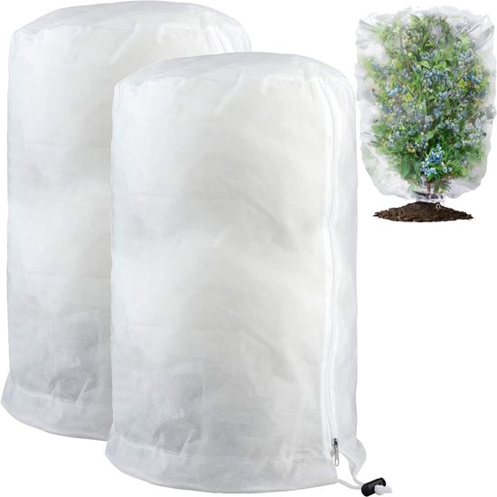 2 Stuks Winterhoezen Voor Planten 60x80 cm - Gevouwen Vliesdoek Bescherming Tegen Vorst - Herbruikbare Plantenhoezen Voor Terras En Tuin