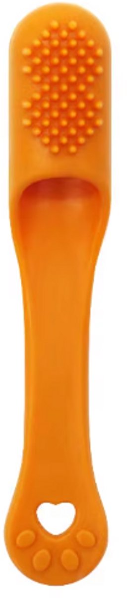 Rieba® Tandenborstel Hond & Kat - Tandenborstel Siliconen - Tanden - Honden - Katten - Tandverzorging - Tand Reinigen - Hondentandenborstel - Mosterd Oranje
