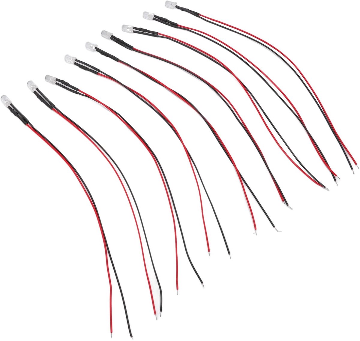 10Pcs 5mm Pre-Wired LED Lichtdiodes - Langdurige Levensduur - Hoge Helderheid - 5-12V voor Decoratie - DIY - Educatie (Witte Licht)