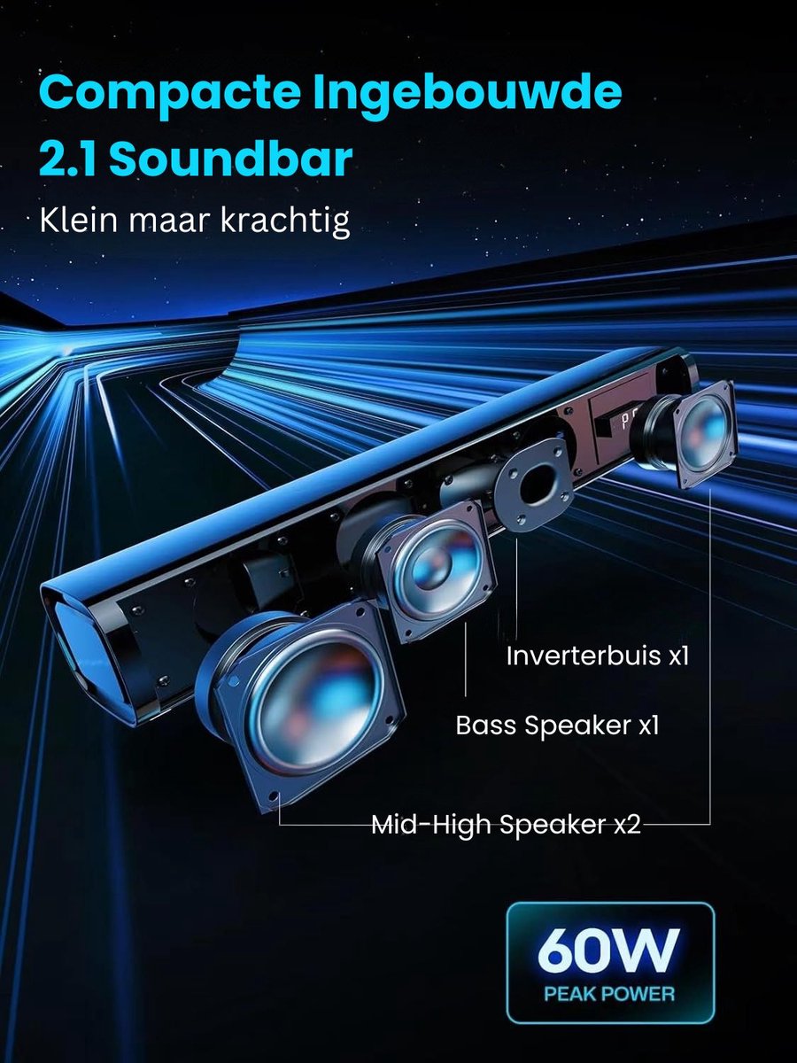 Afbeelding 2 van SNJY® Soundbar - TV Speaker - Home Cinema - 60 W - Zwart