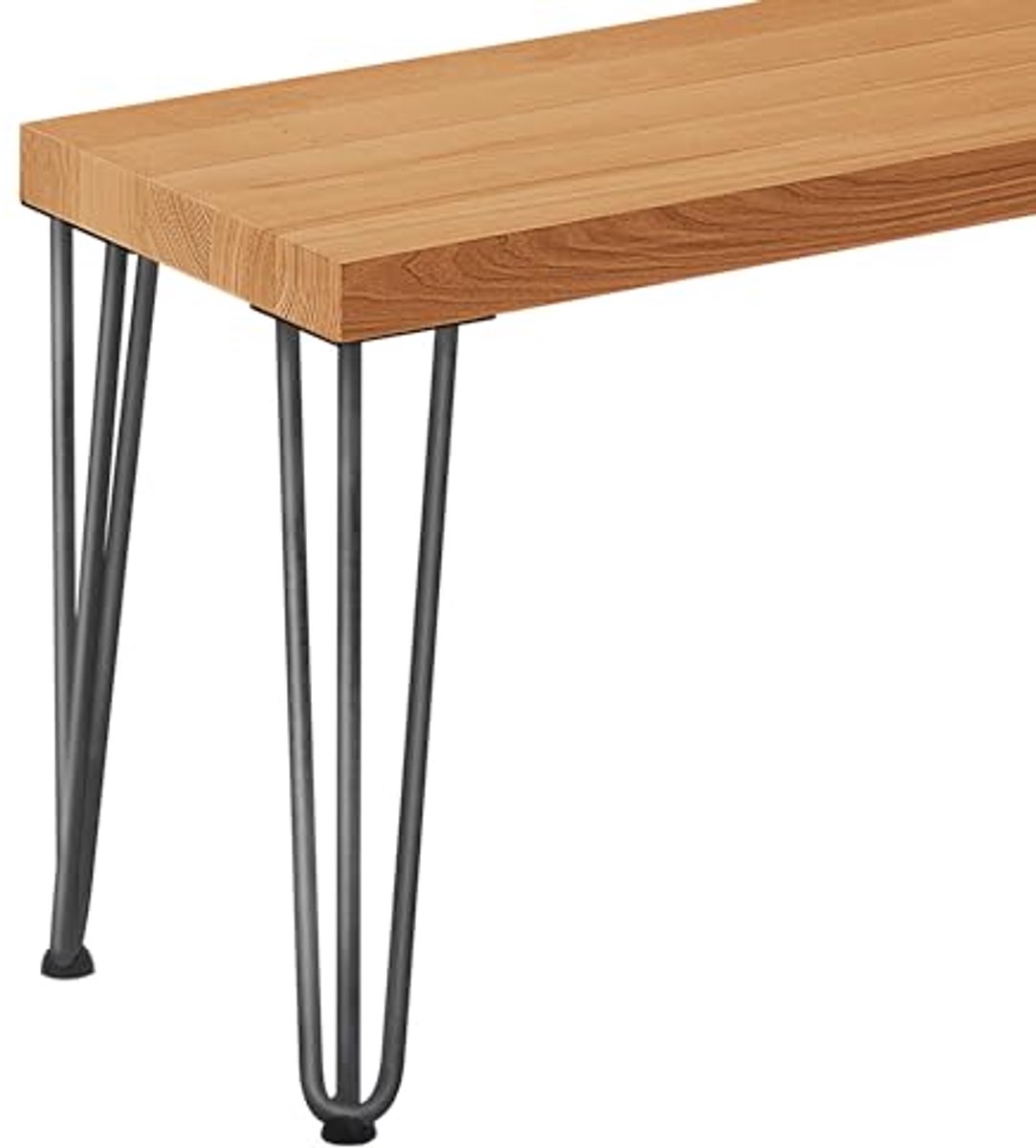 Eetkamerbank van massief hout 30x80x47 cm - Creatief ontwerp met ruw staal
