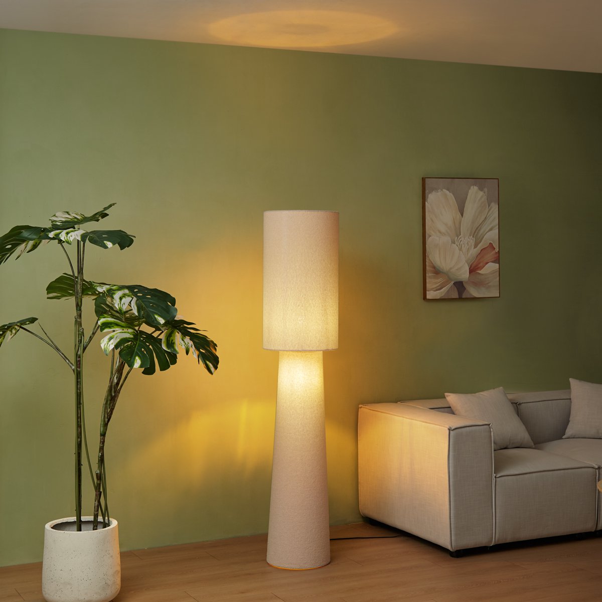 QAZQA trompet - Japandi Vloerlamp | Staande Lamp - 2 lichts - H 165 cm - Beige - Woonkamer thumbnail 4