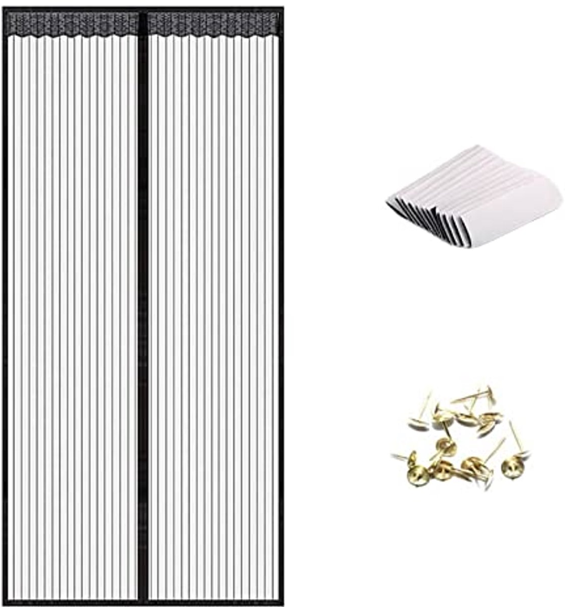 Magnetisch Vliegenscherm voor Deuren - Insectenbescherming, Zonder Boren, 120 x 210 cm, Zwart