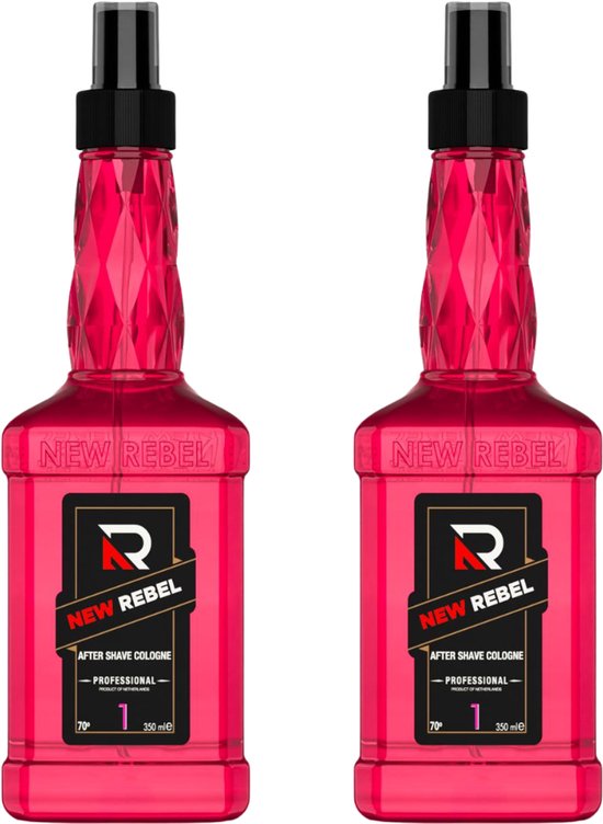 New Rebel After Shave Cologne Nr. 1 – 2 x 350 ml – Fris & Mannelijk – Verkoelend & Kalmerend – Professionele Aftershave Heren