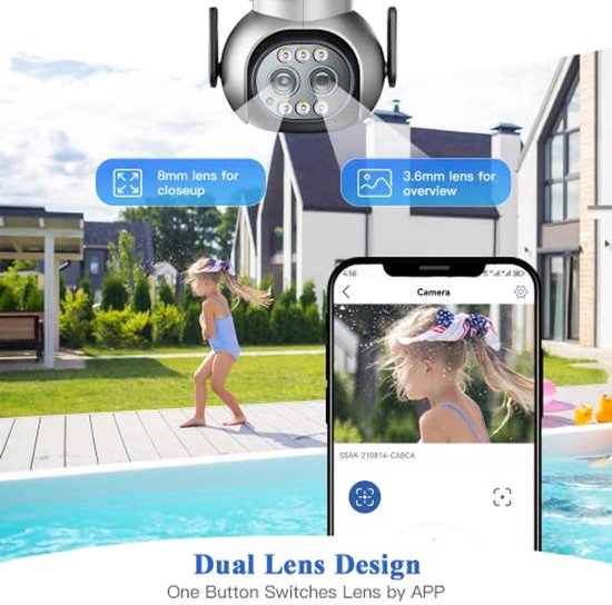 Hybride Zoom Bewakingscamera voor Buiten - Wifi, PTZ IP-camera met Nachtzicht en 2-weg Audio van Merkloos — afbeelding 4