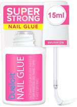 Dueloit - Colle à ongles 15 ml - Colle à séchage rapide, à appliquer au pinceau, pour ongles artificiels et pointes pressées - Vegan, sans odeur et sans acétone ! Brosse à ongles