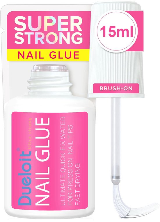 Dueloit - 15 ml Nagellijm - Sneldrogend bursh on lijm voor kunstnagels & press-on tips - Vegan, geurloos & zonder aceton! Nail glue