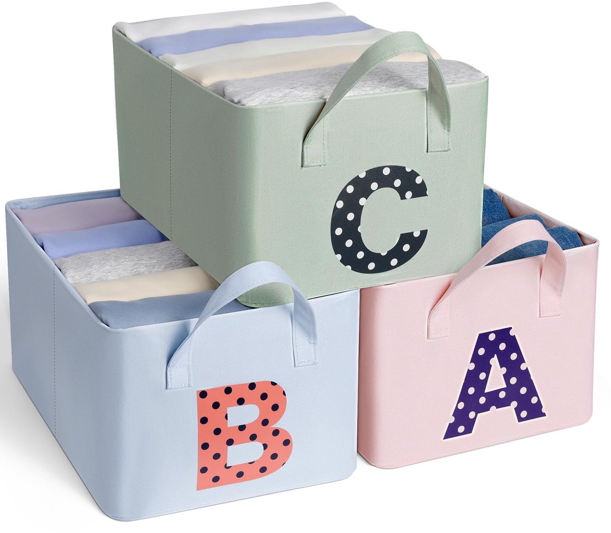 Azomor® Ruime en opvouwbare stoffen opbergdozen set met handvatten voor kinderspeelgoed