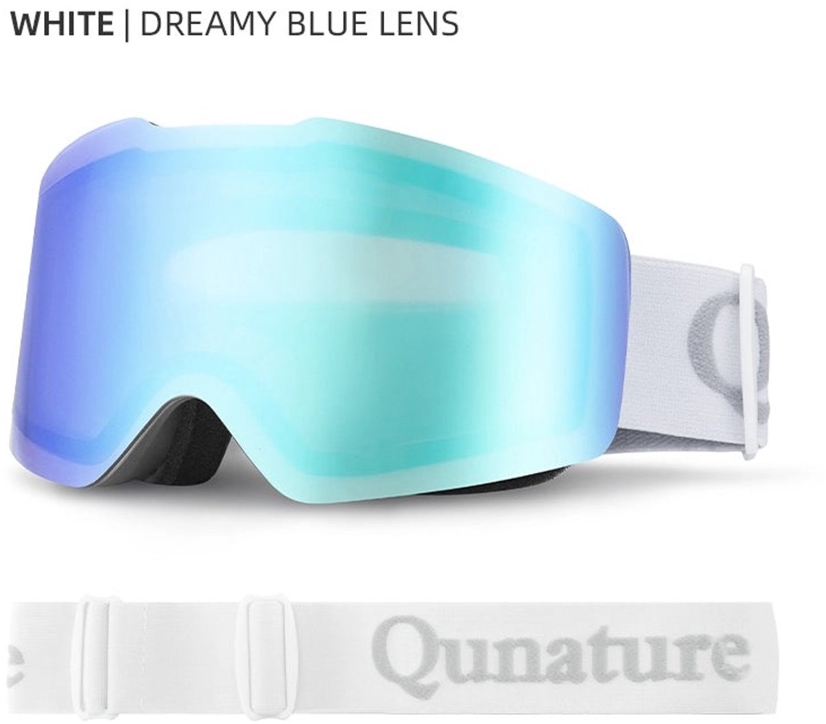 Frameless Skibril Heren en Dames - Brilvriendelijk design - Anti-condens en UV400 bescherming - voor skiën en snowboarden - Wit