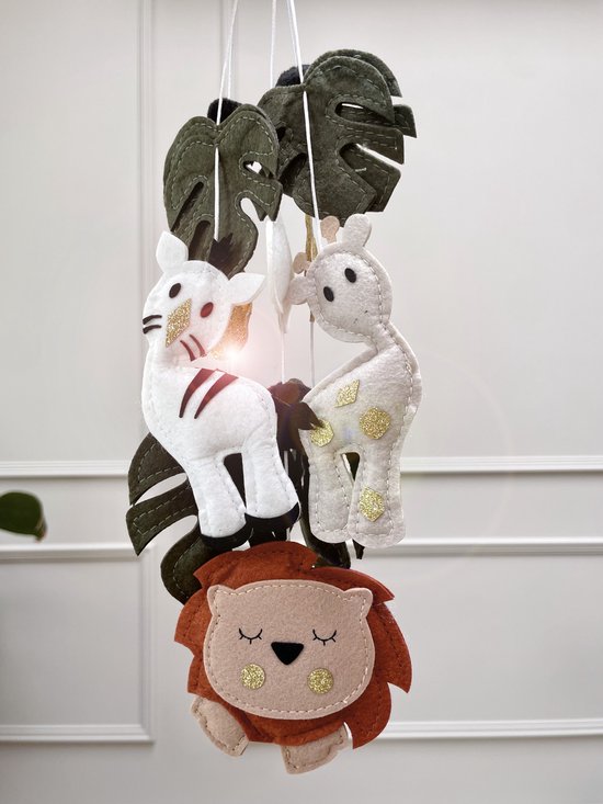 Muziekmobiel Jungle Dieren - Baby Boxmobiel - Gouden Details - Zwarte Muziekmobiel Houder - Muziekdoosje - 10 Melodieën van TEDDYY — afbeelding 5