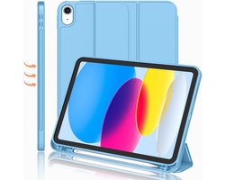 Hoes geschikt voor iPad A16 hoes - ipad 2025 hoes Licht Blauw - iPad (A16) 11th/10th Generation Case(2025/2022) met pencil houder - Smart bookcase