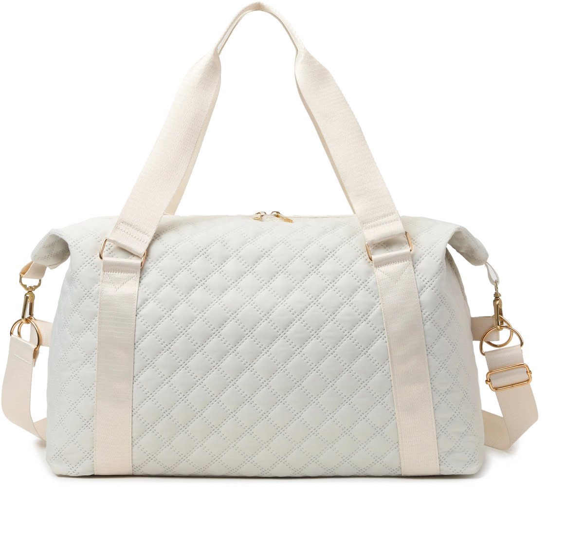 Weekendtas Dames Wit - Sporttas met Schoenenvak & Nat Vak - Handbagage 40x30x20 - Fitness & Reistas - Sjtoer®