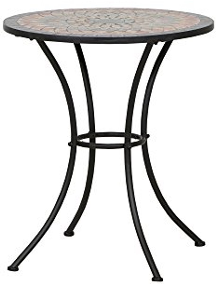Mozaïek Tafel - Balkontafel Rond - Buiten Zitten - Keramiek Tafelblad - 60 cm Doorsnede - Meerkleurig