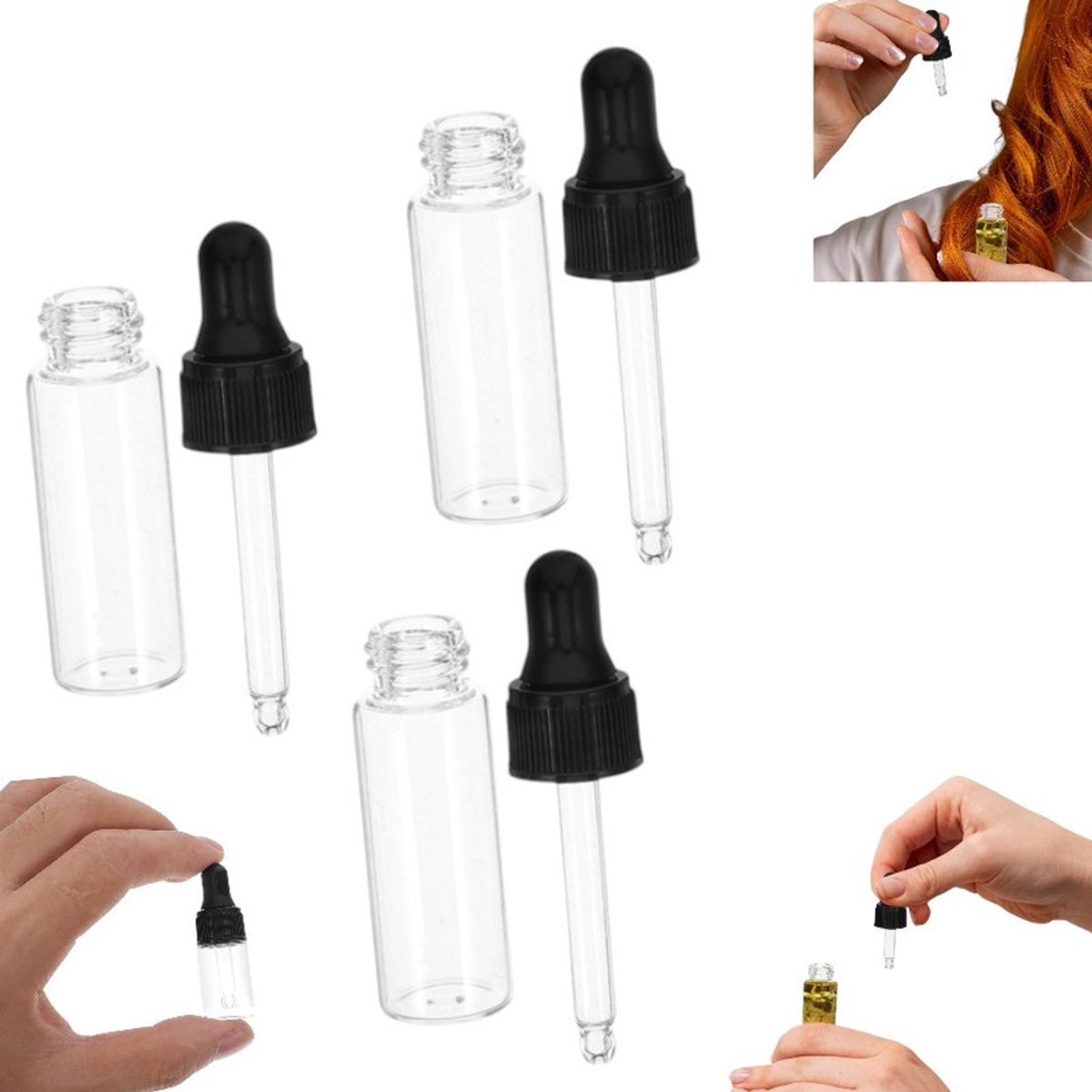 3 stuks - druppelflesje voor vloeibare parfum - 15 ml druppelflesje - Lekvrij druppelflesje - Mini druppelflesje - Geschikt voor etherische oliën en parfums - Pipetfles