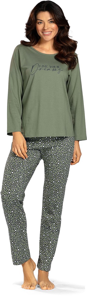 Comtessa Dames pyjama - Katoen - Groen - Panter
