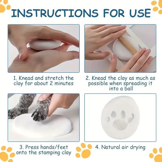 Baby hand- & voetafdruk klei - Rood - 20g zachte fluffy klei - DIY gipsafdruk - Voor baby’s én huisdieren - Pootafdruk hond/kat - Lichtgewicht & herbruikbaar - 10×7 cm verpakking van Hompelife — afbeelding 2