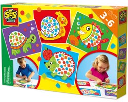 SES Creative – Ik Leer Mozaïeken – 4 Voorbedrukte Kaarten – Mozaïekstickers – Montessori Knutselset – Vanaf 3 jaar