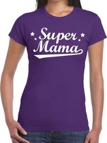 Super mama cadeau t-shirt paars dames XS
