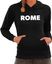 Rome/wereldstad tekst hoodie zwart voor dames - zwarte Rome sweater/trui met capuchon L