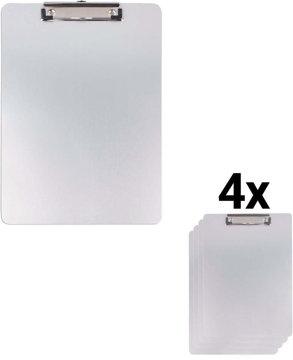 DESQ® Aluminium Klembord A4 - Set 4 stuks - Magnetische Achterkant - Vochtbestendig - Ophangoog - 226 x 319 mm