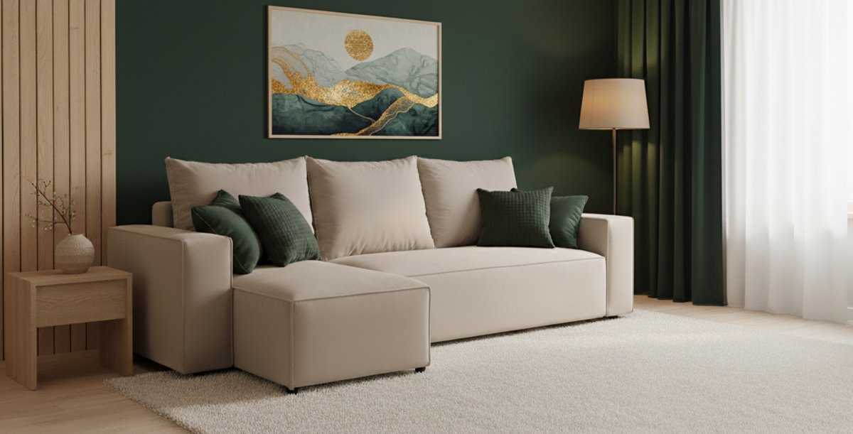 Luxe Uitschuifbare Slaapbank – Beige – 246x145 cm – Industrohome